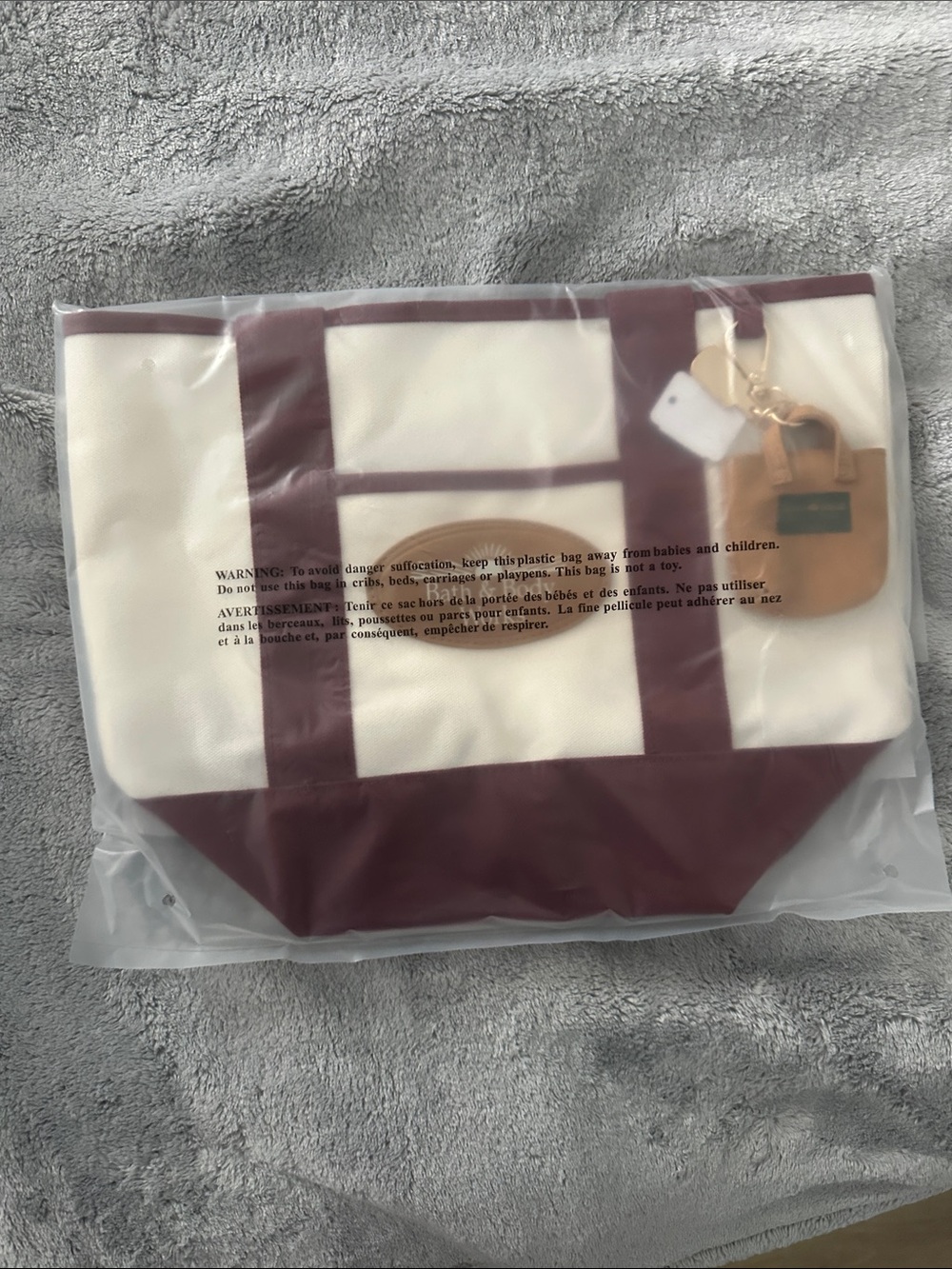 Bath and body works Canvas Tote Bag with Burgundy Trim and mini tote